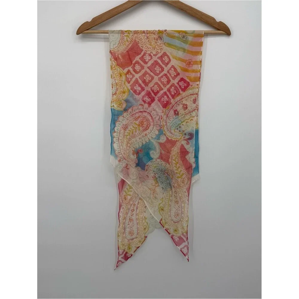 Unbranded Colorful Paisley Lightweight Long Scarf Accessory Pink Boho